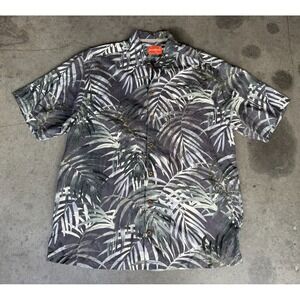Mens Sz Large‎ TOMMY BAHAMA Hawaiian Shirt Short Sleeve Gray Button Up